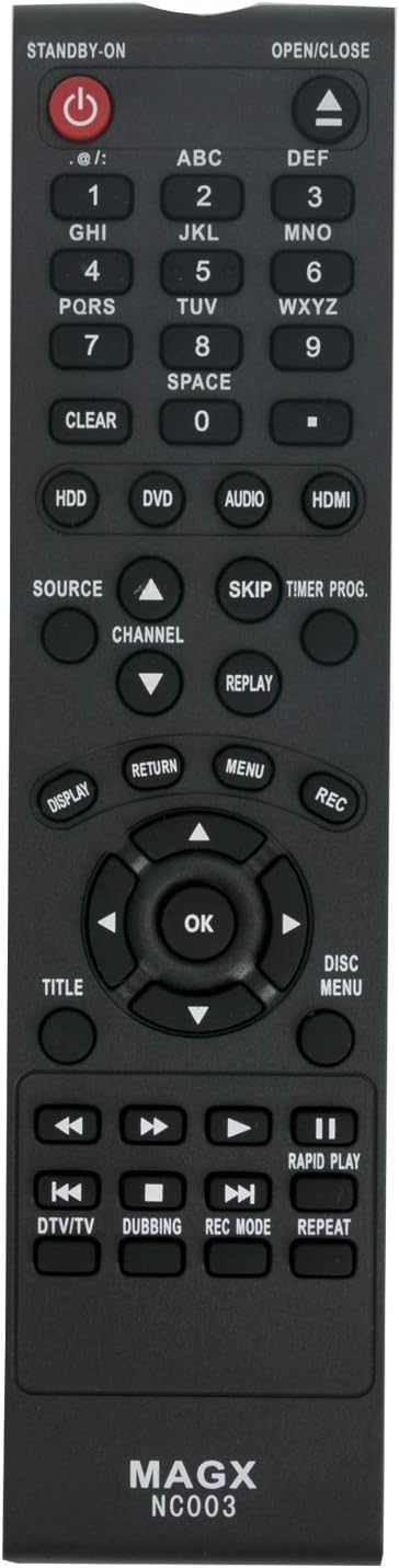 NC003 NC003UD Replace Remote Control fit for Magnavox DVDR HDD DVD Player Recorder MDR515H MDR533H MDR535H MDR537H MDR557H MDR515H/F7 MDR535H/F7 M...