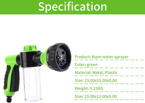 Car Foam Cannon Hose Sprayer Dispenser, Blaster Wash Gun, 8 Watering Patterns, Cars Washing, Cleaning Pets, Shower, Plants Watering Supplie...