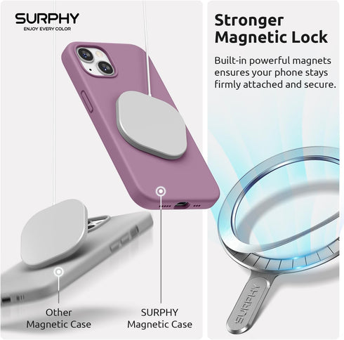 SURPHY (4 in 1 Designed for iPhone 14 Case Compatible with MagSafe (6.1 inch, 2022), with 2 Pack Screen Protector + Camera Cover, Liquid Silicone ...