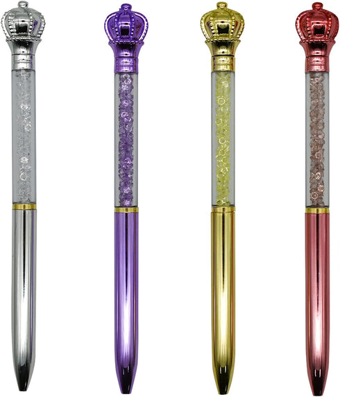 Maydahui 24PCS Crown Ballpoint Pen Retractable Crystal Quicksand Pens Novelty Bling Pen Black Ink for Girls Party School...