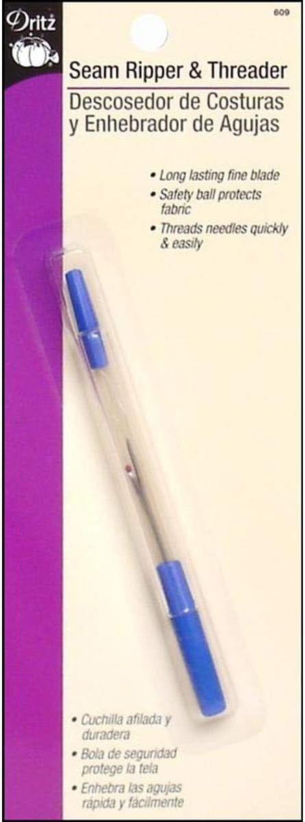 Dritz Threader, Fine Blade, 1 Count Seam Ripper, 1-Pack, Blue...