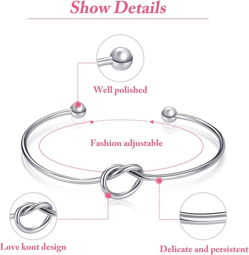 Hicarer 6 Pieces Bridesmaid Bracelet Knot Cuff Bangle with I Can't Tie The Knot Without You Bridesmaid Cards...