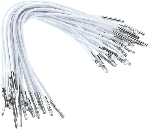 PATIKIL 6 Inch Elastic Barbed Cord, 200 Pcs 1.6mm Loop Stretch Round String with Metal Barb Fasteners for Hats Masks Menus Crafting Book, White (1...