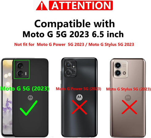 for Moto G 5G 2023 Case with Slide Lens Cover, HD Screen Protector, Military Grade Drop Protection, Magnetic Rotated Ring Holder Kickstand Phone C...