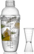 Homestia 2Pcs Plastic Cocktail Shaker Set, Hand Shaker Cup Mixer with Tea Shaker Cup with Scales, Transparent Bar Tool Sets with Measuring Jigger ...