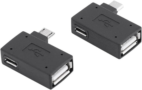 Zerone 2Pcs 90 Degree Left & Right Angled Micro USB 2.0 OTG Host Adapter, Female to Male Micro OTG Adapter with USB Electricity Supply Port...