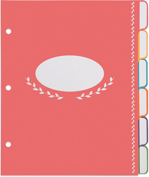 Jot & Mark Blank Recipe Binder Dividers with Tabs | Six Customizable Organizer Dividers for 8.5"x9.5" 3-Ring Binders (Rainbow)...