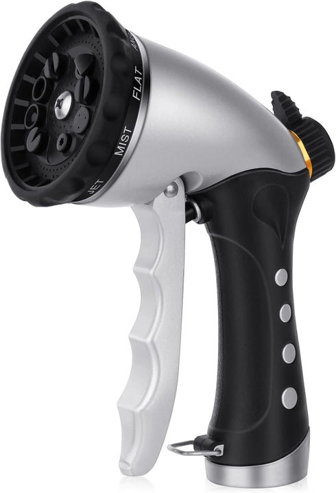 RESTMO Garden Hose Nozzle Sprayer, Heavy Duty Metal Water Hose Nozzle with 10 Different Spray Patterns, High Pressure Hand Sprayer for Watering Pl...