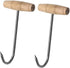 TIHOOD 2PCS 7.5 Inch T Shaped Boning Hooks with Wooden Handle, Meat Hooks for Butchering...