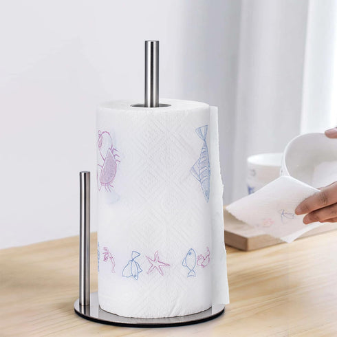 Silver Paper Towel Holder Kitchen Roll Holder, One-Handed Operation Tissue Paper Rack, Premium Stainless Steel Bathroom Chorme Paper Towel Holder ...