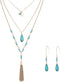 Bohemian Jewelry for Women, Turquoise Necklace for women, Layered Necklaces Dangle Earrings Turquoise Jewelry Set...