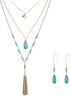 Bohemian Jewelry for Women, Turquoise Necklace for women, Layered Necklaces Dangle Earrings Turquoise Jewelry Set...