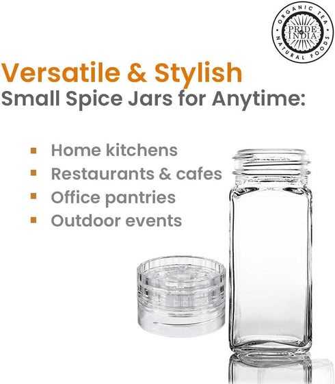Small Clear Square Glass Spice Jar & Adjustable Grinder Cap | Store & Grind Pepper Salt Spice Herbs Sugar| Foodgrade BPA Free Dishwasher Safe Refi...