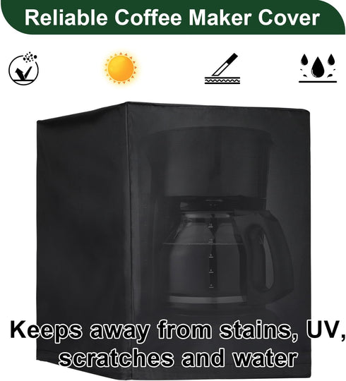 Coffee Maker Dustproof Cover, Universal Waterproof Shield for Countertop Appliances in Home, Garage and Office, Black...
