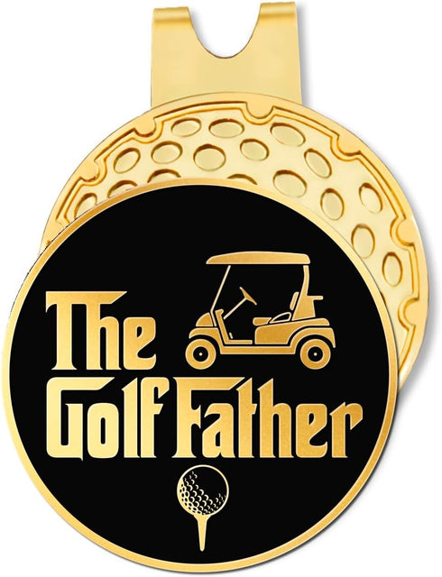 The Golf Father Black Gold Golf Ball Marker with Magnetic Hat Clip, Funny Golf Accessories and Golf Gifts for Men Dad Grandpa, Birthday for Golf F...