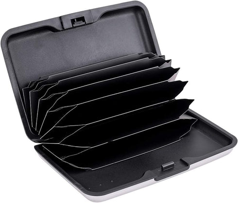 ELFISH Mini RFID Aluminum Wallet Credit Cards Holder Business Card Case Metal ID Case for Men Women (Silver)...