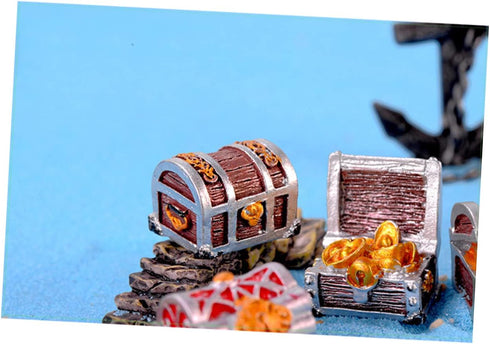 4Pcs Treasure for Aquarium Small Fun Fish Tank Aquarium air Decorations Gold Fish Aquarium Decorations Mini Treasure Chest Miniature Treasure Ches...