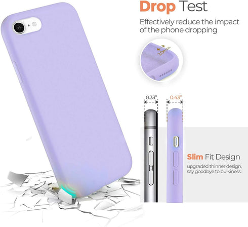 IceSword iPhone Case 2022/2020/7/8 Silicone Purple, Liquid Gel Rubber Cover, Drop Protection 4.7" iPhone SE 3 - Purple...