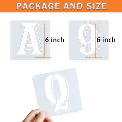 6 Inch Letter Stencils Symbol Numbers Craft Stencils, 42 Pcs Reusable Plastic Alphabet Templates for Painting on Wood, Wall, Fabric, Rock, Glass, ...