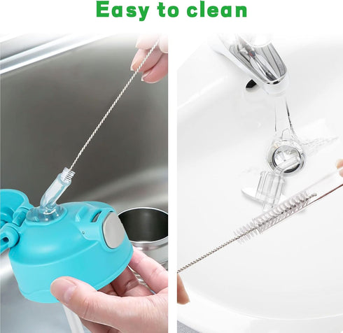 Marbe Replacement Straws for Thermos Funtainer 12 Ounce Bottle, 3 Pieces Straw Cleaning Brushes Safe to Use for Adult and Children stainless-steel...