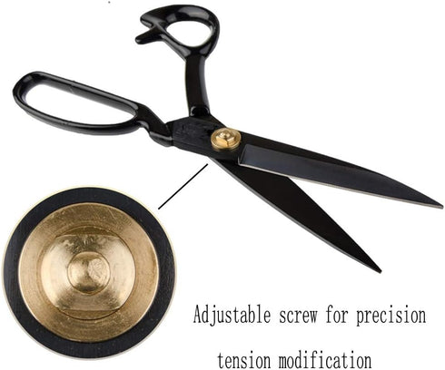 Fabric Scissors Sewing Black - 10 Inch Scissors Heavy Duty Professional Industrial Strength High Carbon Steel Shears Leather Paper Sewing Craft Ho...