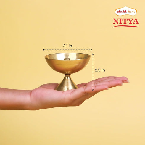 Shubhkart Handmade Solid Brass Indian Oil Lamp Pyali Diya for Puja & Other Religious Rituals | Home Décor, Office & Temples | Festive Gifts (Large...