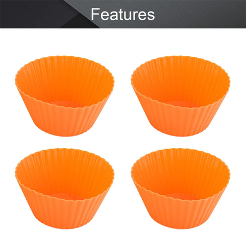 Utoolmart Silicone Baking Cups, Orange Reusable Silicone Baking Cups, Non-stick Cake Molds Set for Party Halloween Christmas Bakery Molds Supplies...