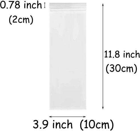100 Count Clear Resealable Tall Thin Zip Bags, Long Thin Ziplock Bags - 3.9" x 11.8" (10 x 30 cm)...