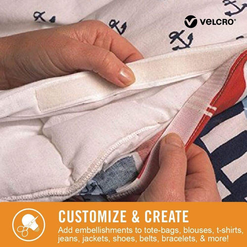 VELCRO Brand Sticky Back for Fabrics, 10 Ft Bulk Roll No Sew Tape with Adhesive, Cut Strips to Length Permanent Bond to Clothing for Hemming Repla...