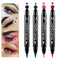 Eyelid Color Set, 4pcs Liquid Eye Liner with Stars, Flowers, Hearts & Moon Face Stamps, Purple, Blue, Red, Pink - Waterproof, Long Lasting, Matte ...