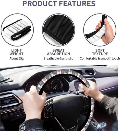Swono Cartoon Llama Alpaca Car Steering Wheel Covers Cartoon Llama Cute Women Men Interior Accessories Universal 15 Inch Steering Steering Wheel P...