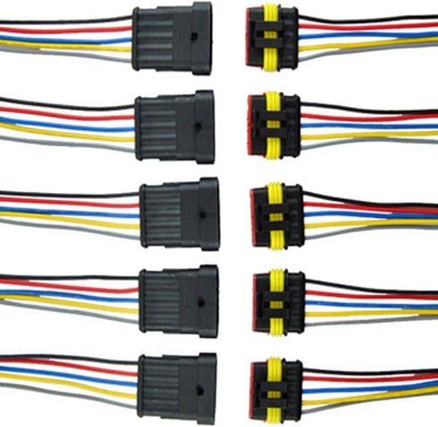 ESUPPORT 5 Pin Way Car Auto Waterproof Electrical Connector Plug Socket Kit with Wire AWG Gauge Marine Pack of 5...