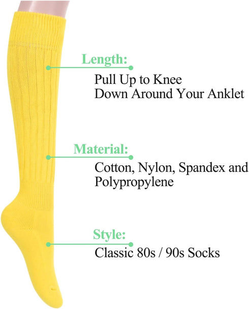 sockfun Women's Socks, Slouch Scrunch Stacked Socks, 80s 90s Socks, Pink Orange Long High Boot Socks 3 Pack...