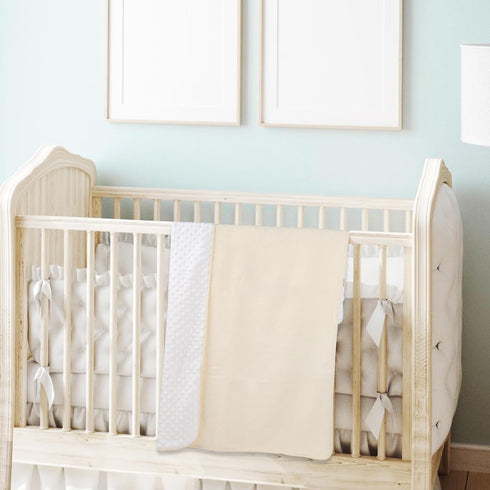 Baby Blanket for Unisex Boys Girls Nursery Minky Blankets with Muslin Cotton Front Dotted Fleece Backing Double Layer Bed Throws Solidcolor Beige...