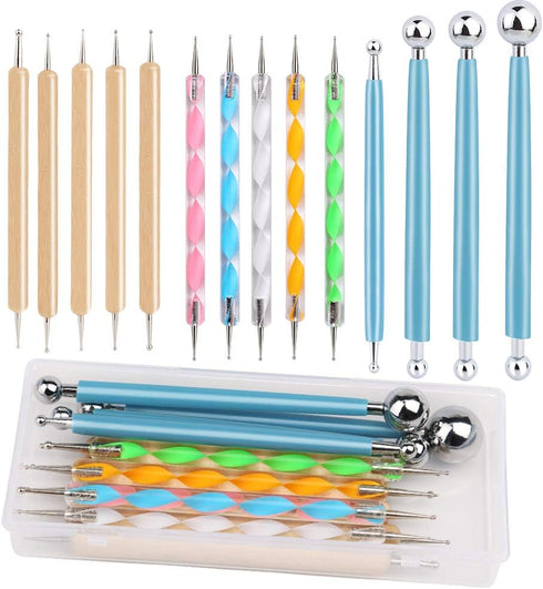14 Pcs Dotting Tools Ball Styluses with Box, Dotting Tools Set Rock Painting, Pottery Clay Modeling Embossing Nail Art...