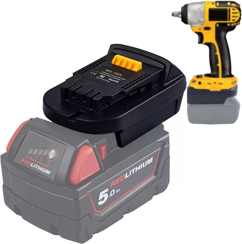 MIL18DL Battery Adapter for Milwaukee to for Dewalt, Battery Adaptor Converter for Milwaukee M18 18V Li-ion Batteries Work for Dewalt 20V Power To...