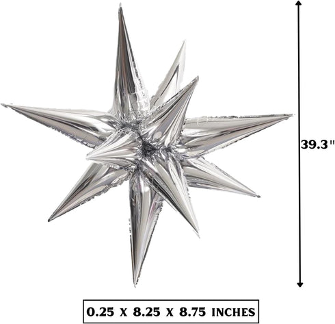 Unique Industries Jumbo Foil 12 Point Silver Star Balloons...