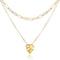 UILZ 14K Gold Plated Layered Birthstone Necklace Dainty Heart Birthstone Necklace Paperclip Chain Choker Necklace with Heart Pendant Birthstone Je...
