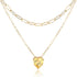 UILZ 14K Gold Plated Layered Birthstone Necklace Dainty Heart Birthstone Necklace Paperclip Chain Choker Necklace with Heart Pendant Birthstone Je...