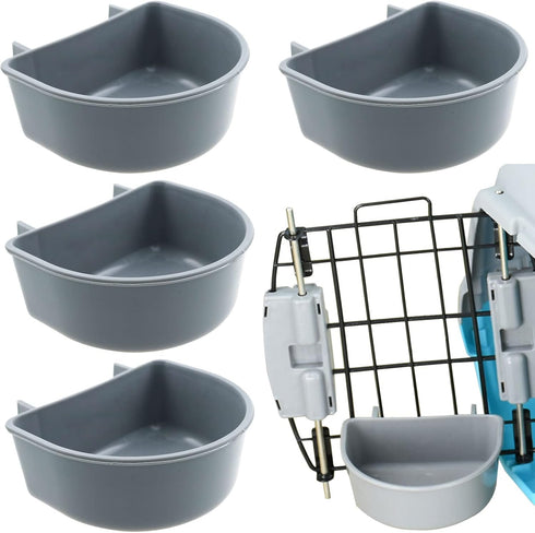 4 Pack Rabbit Feeder with Hook,Rabbit Food Bowl,Guinea Pig Plastic Food Basin Dish, Bunny Water Bowl, Chinchilla Hanging Portable Feeding Bowl?Gre...