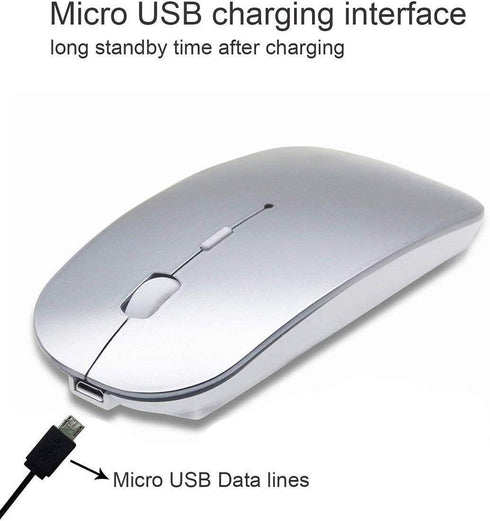 ZERU Bluetooth Mouse Rechargeable Wireless Mouse for Macbook Pro,Bluetooth Wireless Mouse for Laptop PC Computer (Silver)...