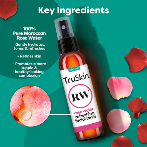TruSkin x Kylie Skincare Gift Set – With Vitamin C Face Serum 1 fl oz, Soothing Cleansing Milk 4.2 fl oz and Rose Water Spray for Face 4 fl oz – E...