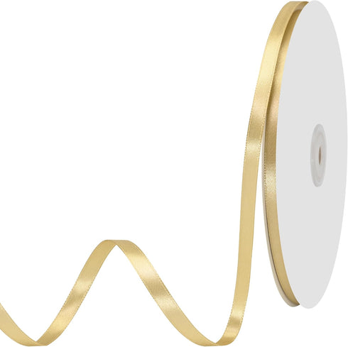 Maclemon 1/4 inch Wide 100 Yards Double Face Gold Satin Ribbon Gold Fabric Ribbon for Gift Wrapping Very Suitable for Weddings Decoration Bouquet ...