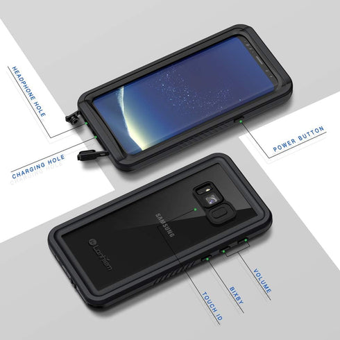 Lanhiem for Samsung Galaxy S8+ Plus Case, IP68 Waterproof Dustproof Case with Built-in Screen Protector, Rugged Full Body Shockproof Protective Ph...