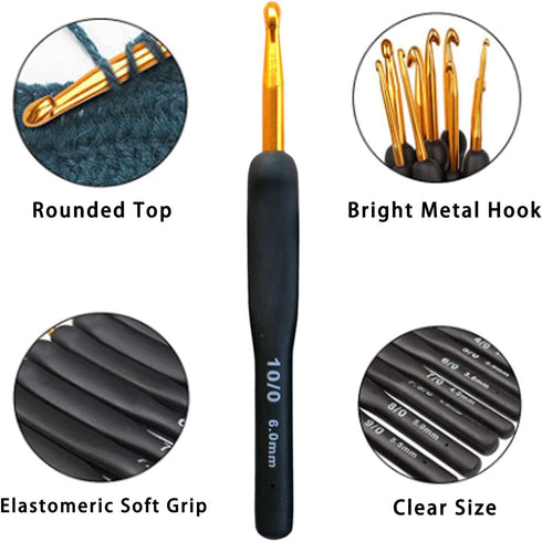 9 Pcs Crochet Hooks Ergonomic Crochet Needles Soft Grip Knitting Needles for Make Scarves Gloves Blankets and Pet Clothes......