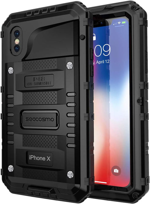 seacosmo Waterproof Case for iPhone X with Built-in Screen Protector, 360 Full Body Protective Cover, Military Grade Rugged Heavy Duty Shell, Shoc...