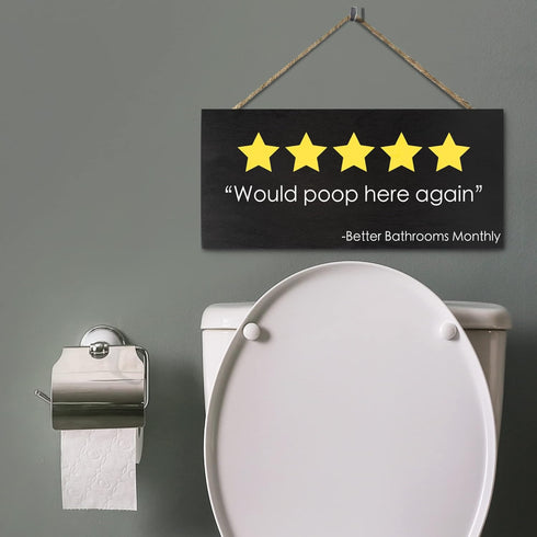 JennyGems Funny Bathroom Decor, Would Poop Here Again Bathroom Sign Funny Decorations, Wall Hanging...