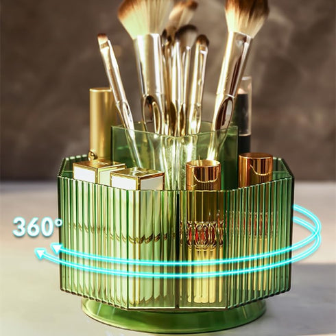 360° Rotating Makeup Brush Holder, Large Capacity Makeup Brush Organizer, 5 Slots Makeup Brushes Cup, Cosmetic Brush Storage for Vanity Bathroom C...