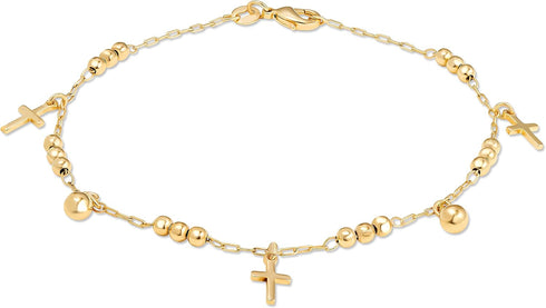 Barzel 18K Gold Plated Cross Anklet For Women, 10 Inches (Made In Brazil)...
