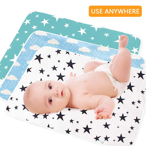 3 Pack Diaper Changing Pad, Maveek Portable Toddler Diaper Changing Pad Waterproof Baby Change Mats Premium Change Pad Liner Bed Pad Play Mat(Gree...